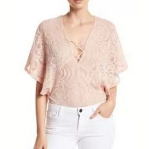 NEW BCBGMAXAZRIA DUSTY PINK BEATA LACE BODYSUIT